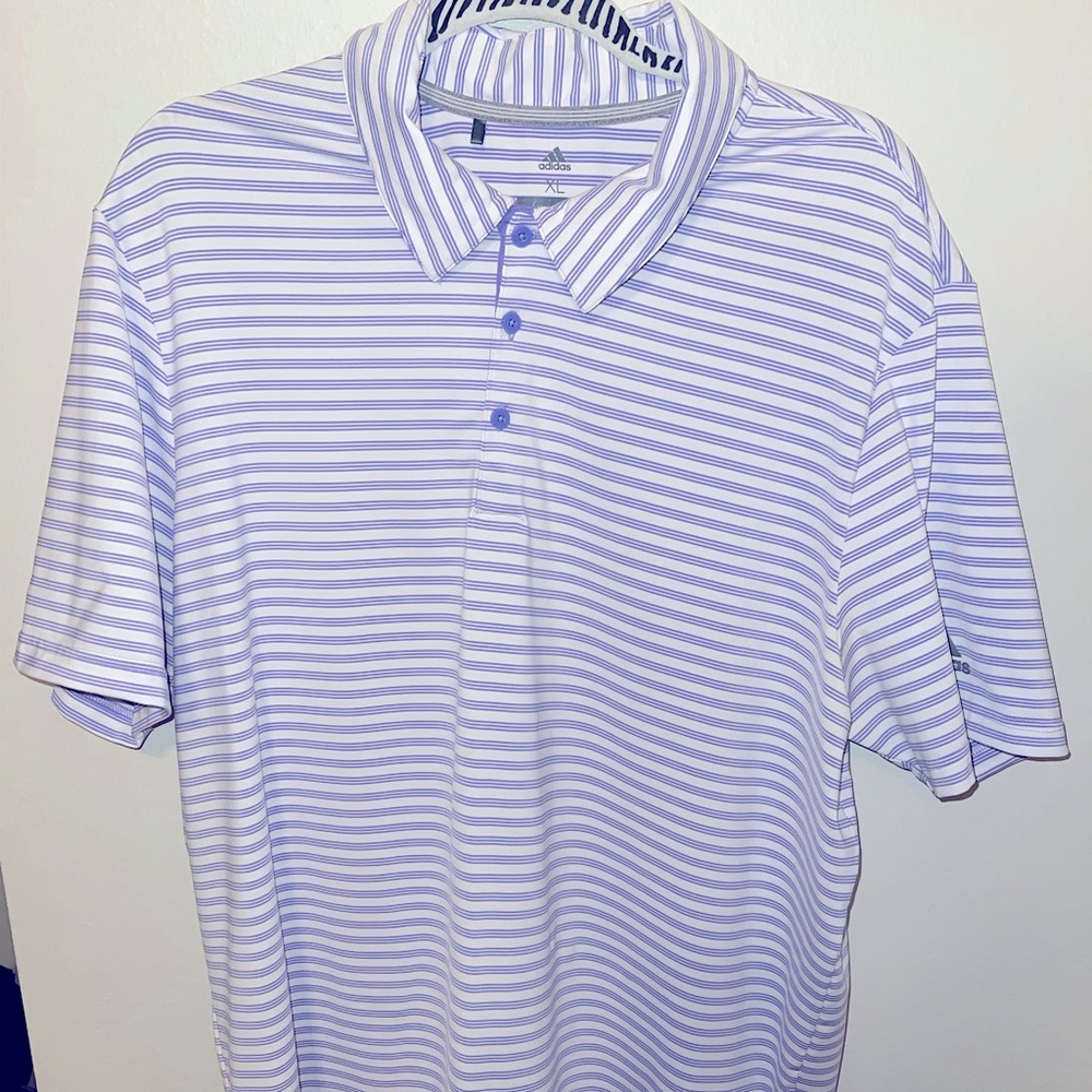 Adidas White and Purple Golf Shirt - XL